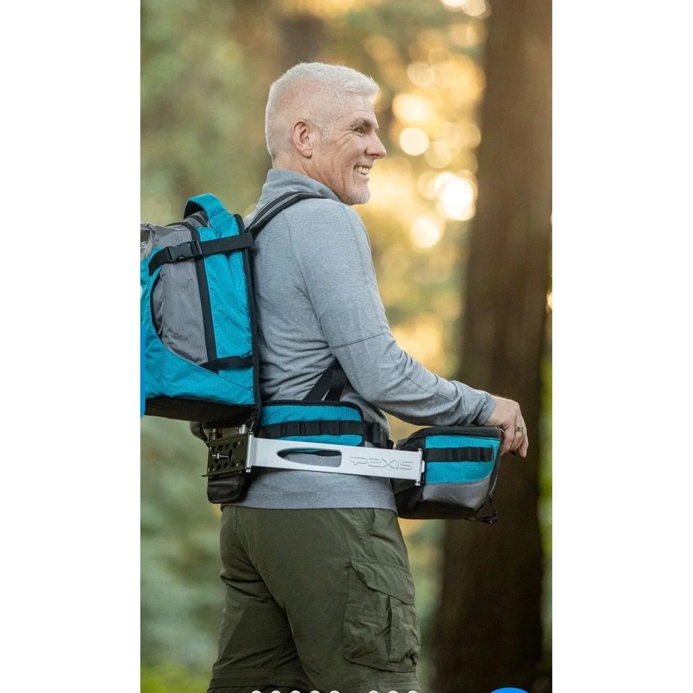 Paxis Twin Lakes Swing Arm Hiking Fishing Backpack 30 Liter Mineral Blue NEW